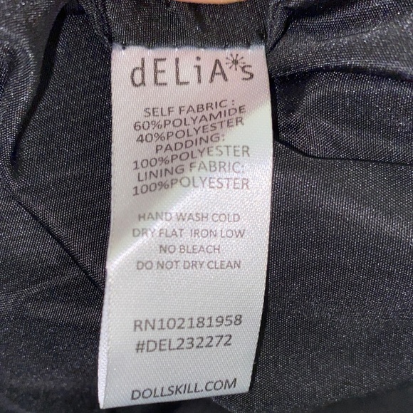 #DK193 - NWT Dolls Kill dELiA*s Black Long Puffer Coat- L - Picture 6 of 7